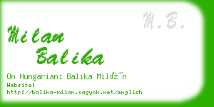 milan balika business card